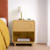 Teamson Home Tenley 20" Wide Nightstand with 1-Drawer and Open Shelf, Modern Bedside Table for Bedroom or Guest Room, Mid Century Design and Rounded Corners, Natural