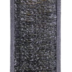 Teamson Home 38.58 in. Modern Curved Faux Slate Waterfall Fountain for Indoors or Outdoors with LED Light Accents and 1.98-Gallon Pump, Black and Stone Gray