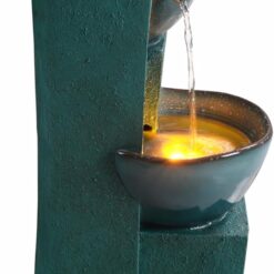 Teamson Home 28.54 in. 3-Tier Cascading Outdoor Water Fountain with LED Lights for Gardens, Landscaping, Patios, Balconies, Lawns, Green