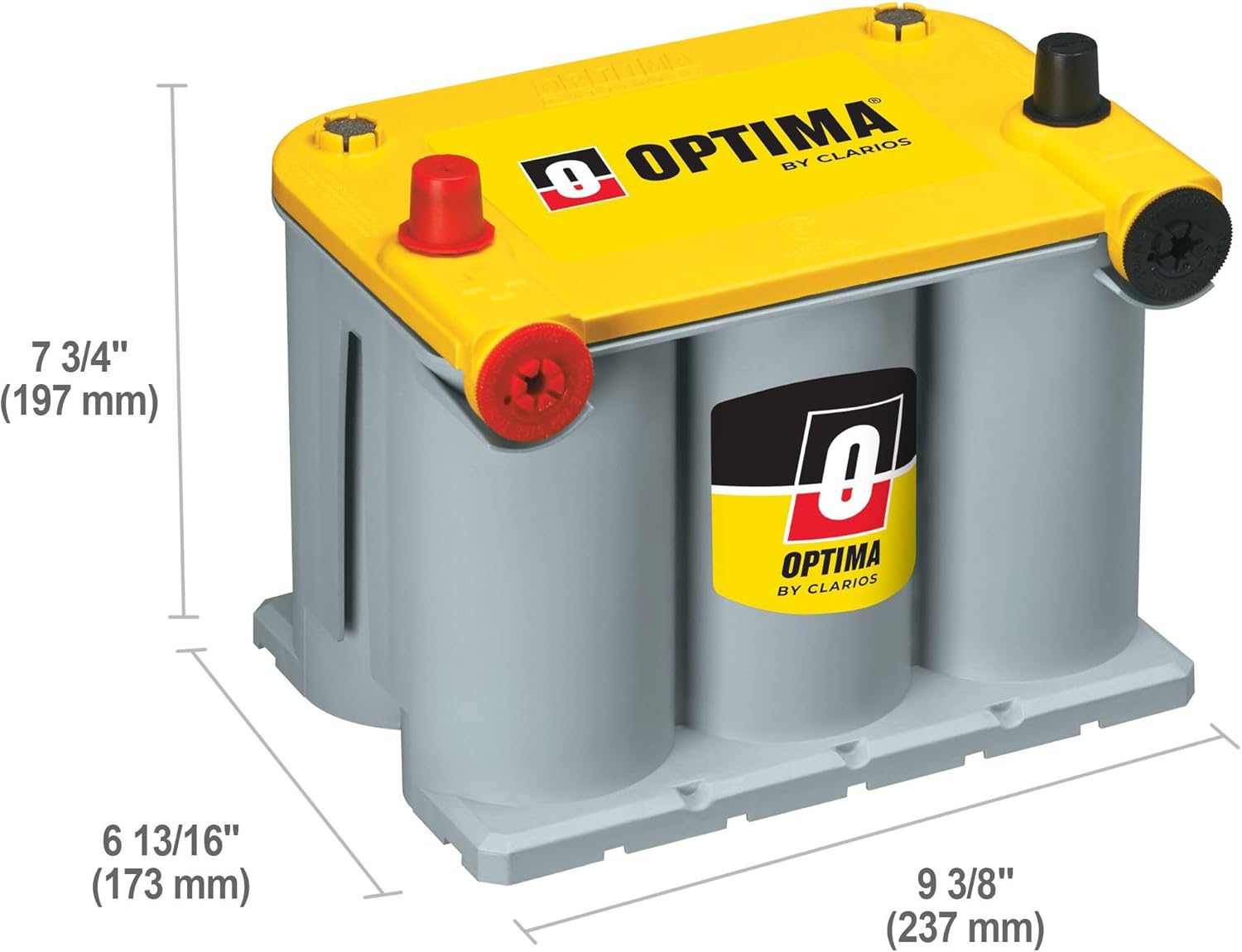 OPTIMA Batteries High Performance D75/25 YELLOWTOP Dual Purpose Sealed AGM Car, Truck and SUV Battery, 620 CCA, Dual Terminal, Maintenance Free, Versatile Mounting