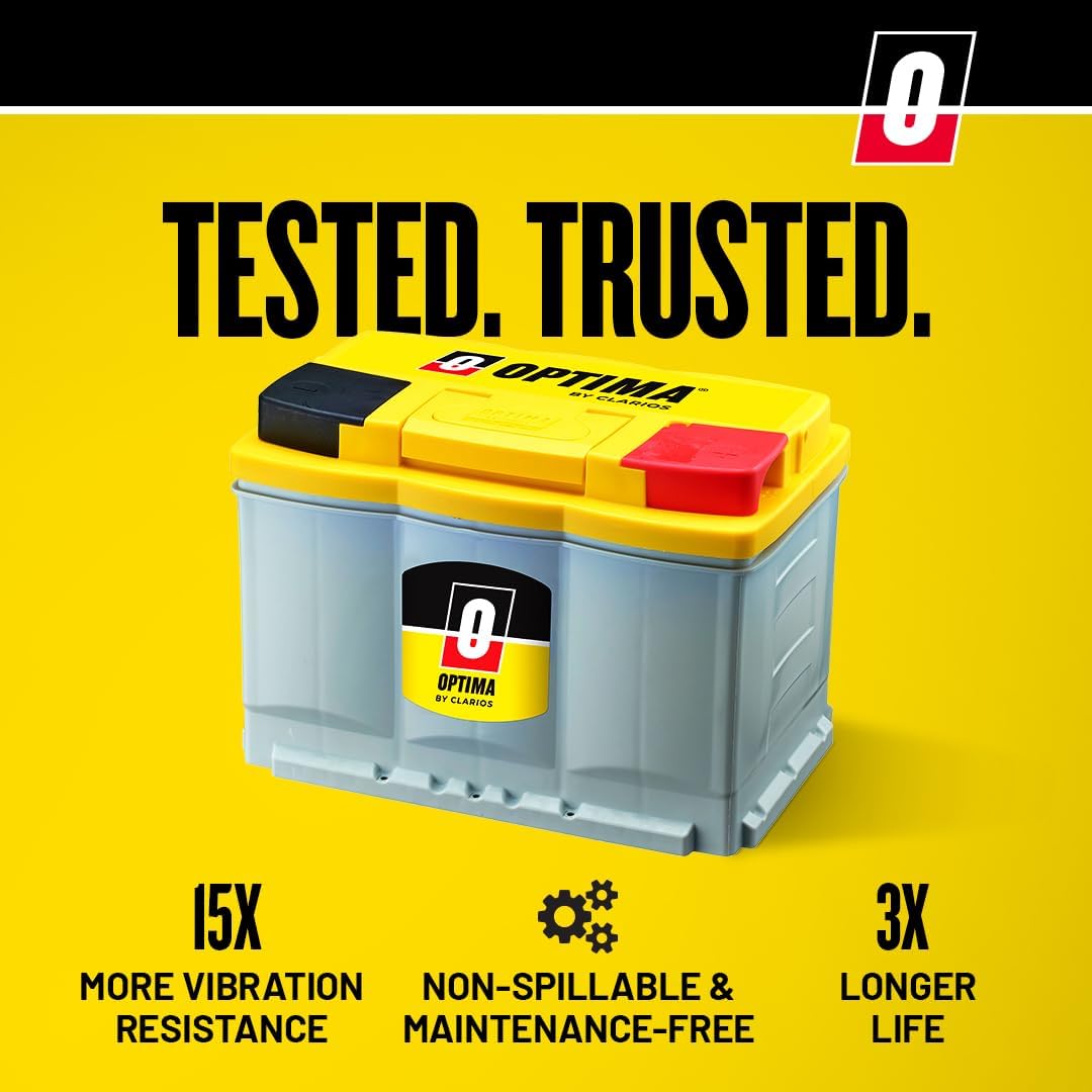 OPTIMA Batteries High Performance DH7 YELLOWTOP Dual Purpose Sealed AGM Car, Truck and SUV Battery, 880 CCA, Maintenance Free, Versatile Mounting, BCI Group Size 94R