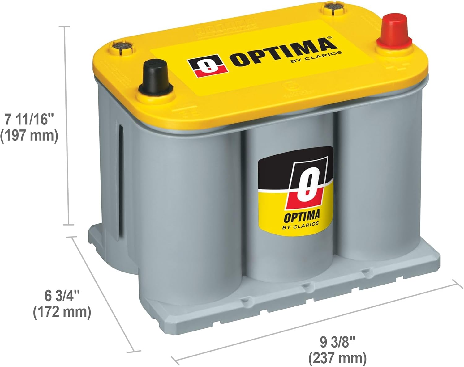 OPTIMA Batteries High Performance D35 YELLOWTOP Dual Purpose Sealed AGM Car, Truck and SUV Battery, 620 CCA, Maintenance Free, Versatile Mounting