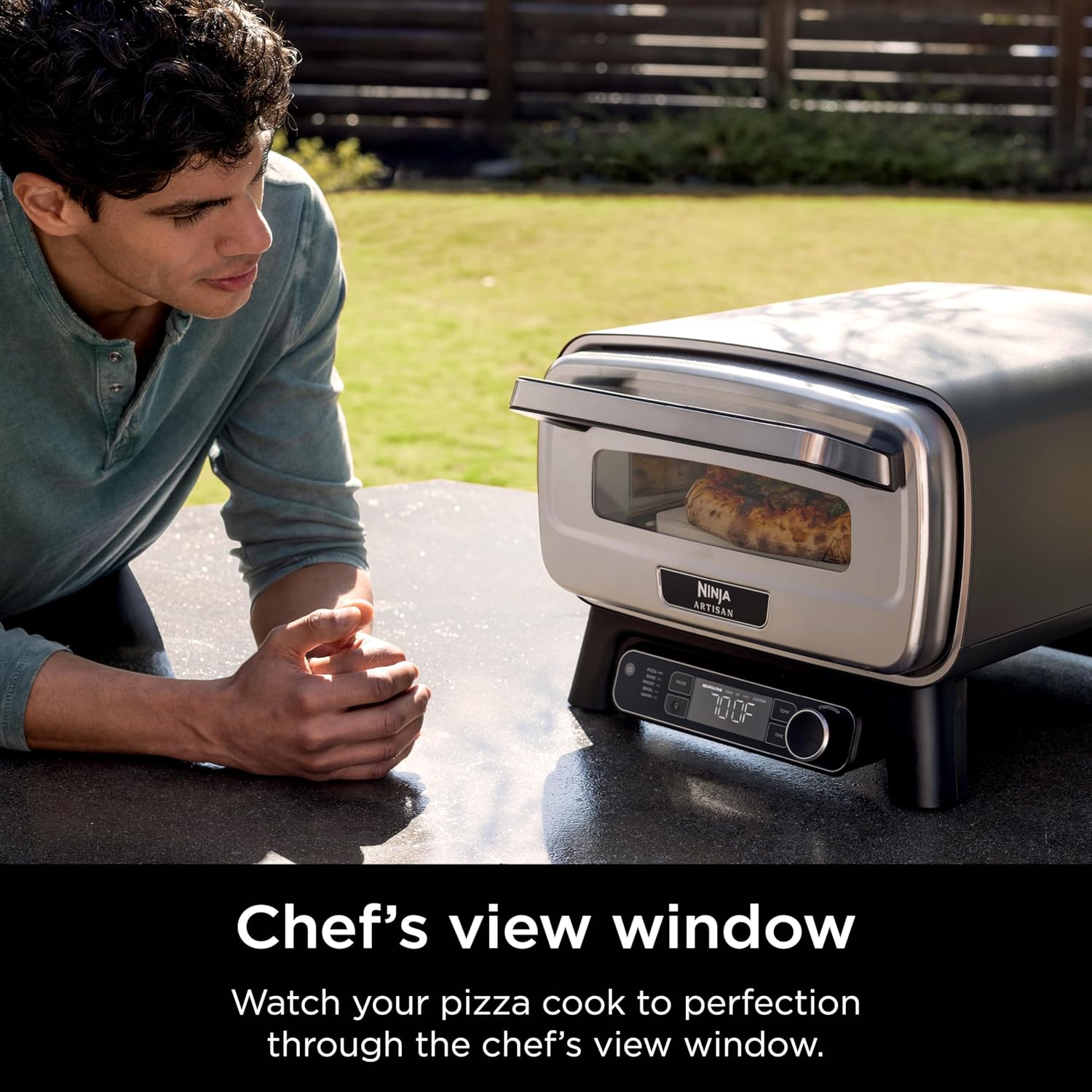 Ninja Artisan Electric Outdoor Pizza Oven with Stone, Gray, MO201