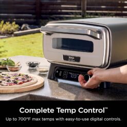 Ninja Artisan Electric Outdoor Pizza Oven with Stone, Gray, MO201