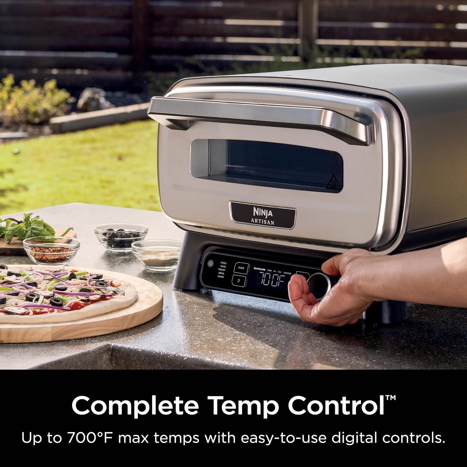 Ninja Artisan Electric Outdoor Pizza Oven with Stone, Gray, MO201