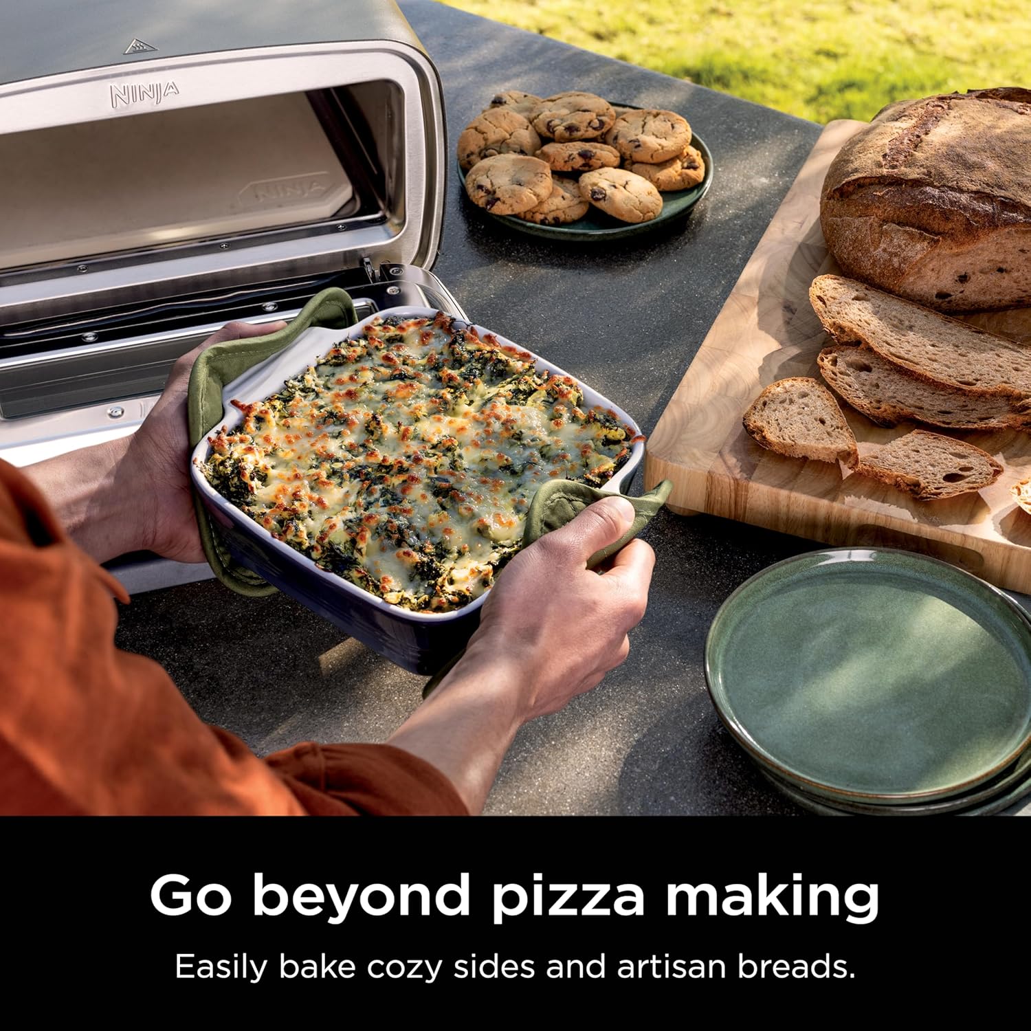 Ninja Artisan Electric Outdoor Pizza Oven with Stone, Gray, MO201