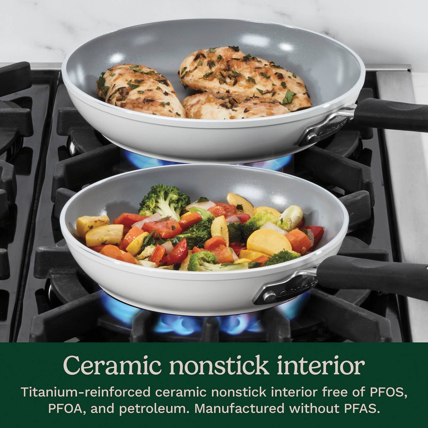 Cuisinart Ceramica XT Matte Collection Ceramic Nonstick 12-pc. Cookware Set - White