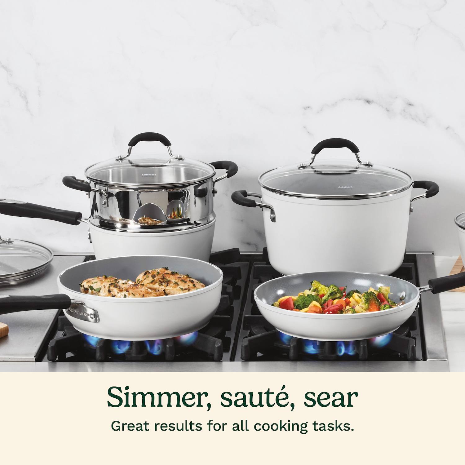 Cuisinart Ceramica XT Matte Collection Ceramic Nonstick 12-pc. Cookware Set - White
