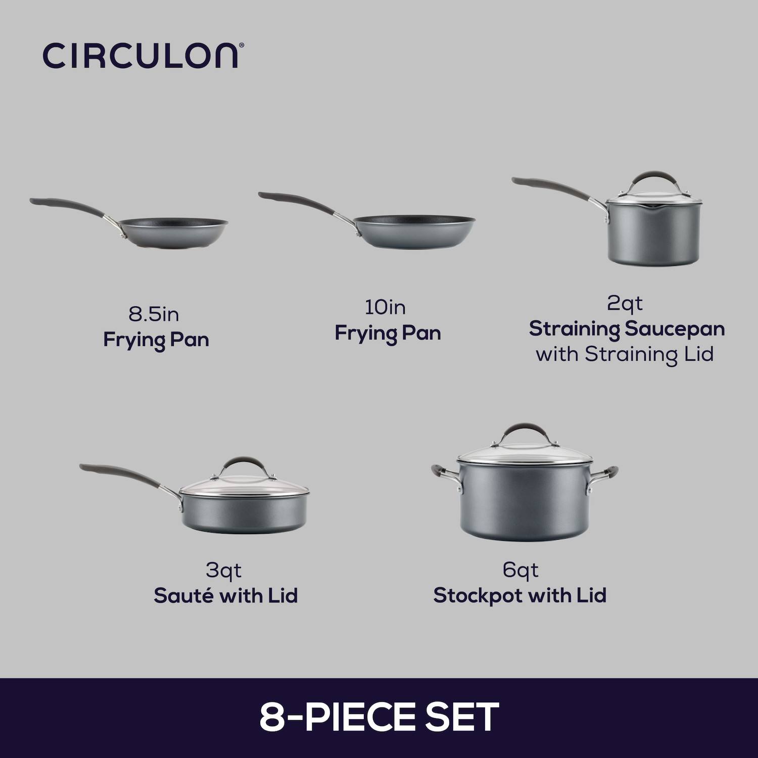 Circulon A1 Series 8-pc. Nonstick Cookware Set with ScratchDefense Technology