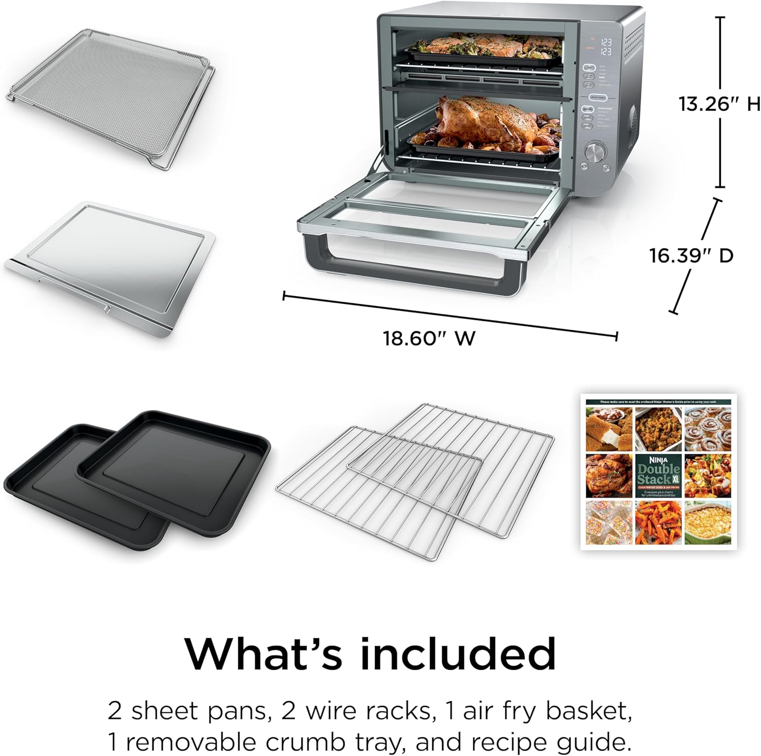 Ninja Air Fryer Toaster Oven Combo,Double Stack XL,12-in-1, Stainless Steel, DCT601