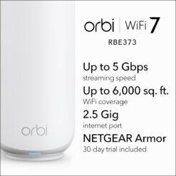 NETGEAR Orbi 370 Series Dual-Band WiFi 7 Mesh Network System for Home (RBE373) – BE5000