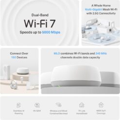 TP-Link Deco 7 BE25 Dual-Band BE5000 WiFi 7 Mesh Wi-Fi System | 4-Stream 5 Gbps, 240 Mhz