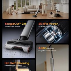 DREAME Aero Pro Wet Dry Vacuum Mop, Ultra-Slim with Hot Self-Cleaning/Self-Drying, 0 Hair Tangle Great