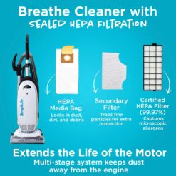 Simplicity Vacuums Allergy Bagged Vacuum Cleaners for Home, Carpet, Rugs, and Hardwood, S20EZM