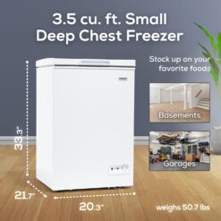 Igloo 3.5 Cu Ft. Upright Deep Freezer Chest- Deep Freezer with Quick Freezing System & Adjustable Thermostat