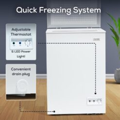 Igloo 3.5 Cu Ft. Upright Deep Freezer Chest- Deep Freezer with Quick Freezing System & Adjustable Thermostat