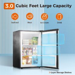 Kismile Small Freezer Upright, 3.0 Cu.ft Mini Freezer (Stainless Steel)