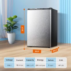 Kismile Small Freezer Upright, 3.0 Cu.ft Mini Freezer (Stainless Steel)