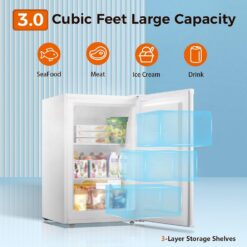 Kismile Upright Freezer,3.0 Cu.ft Mini Freezer (White)