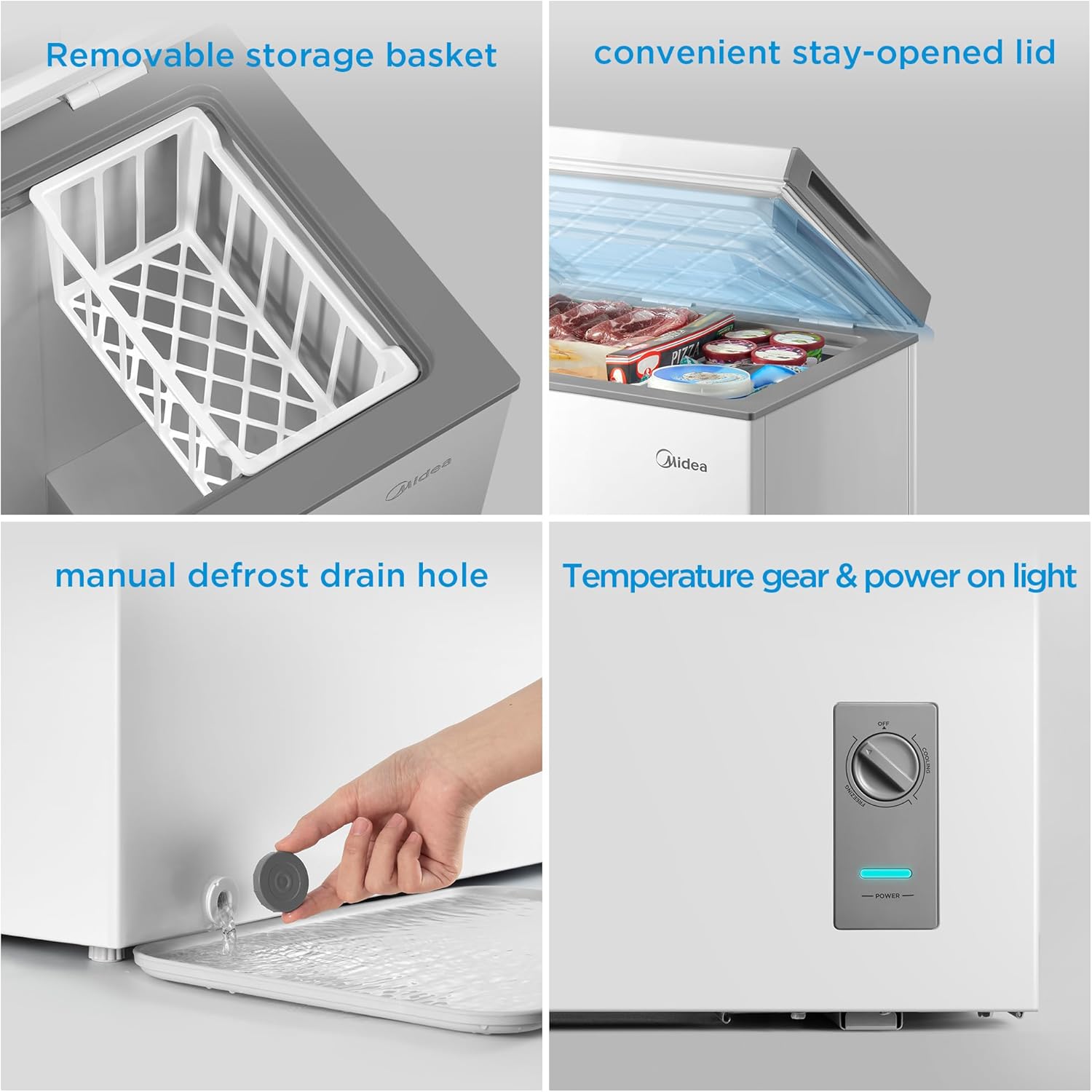 Midea MERC04C4BAWW Chest Freezer, 3.5 Cubic Feet Freezer, White