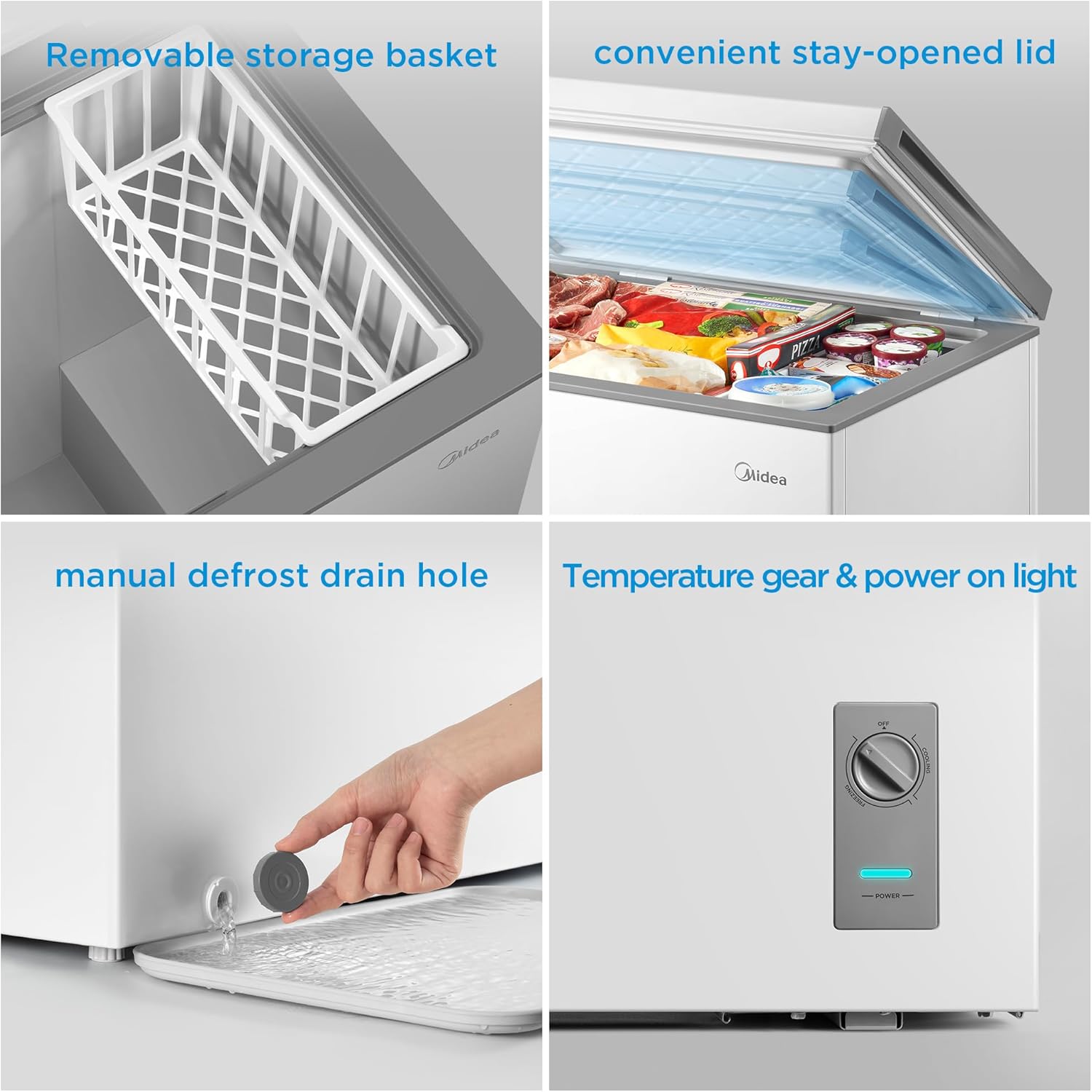 Midea MERC07C4BAWW Chest Freezer, 7.0 Cubic Feet Freezer, White
