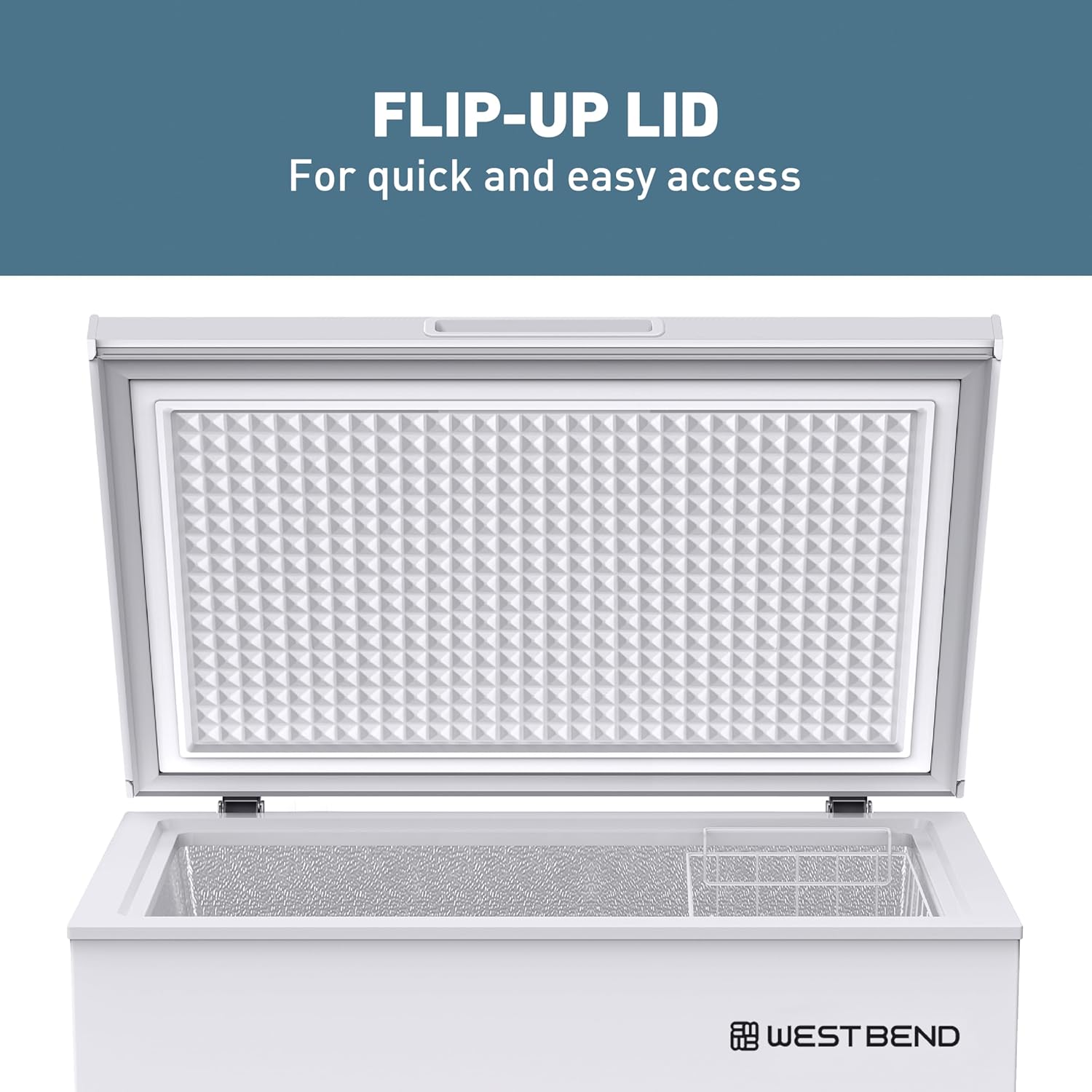 West Bend Chest Freezer with Adjustable Temperature Control, Free-Standing, 5-Cu.Ft, White