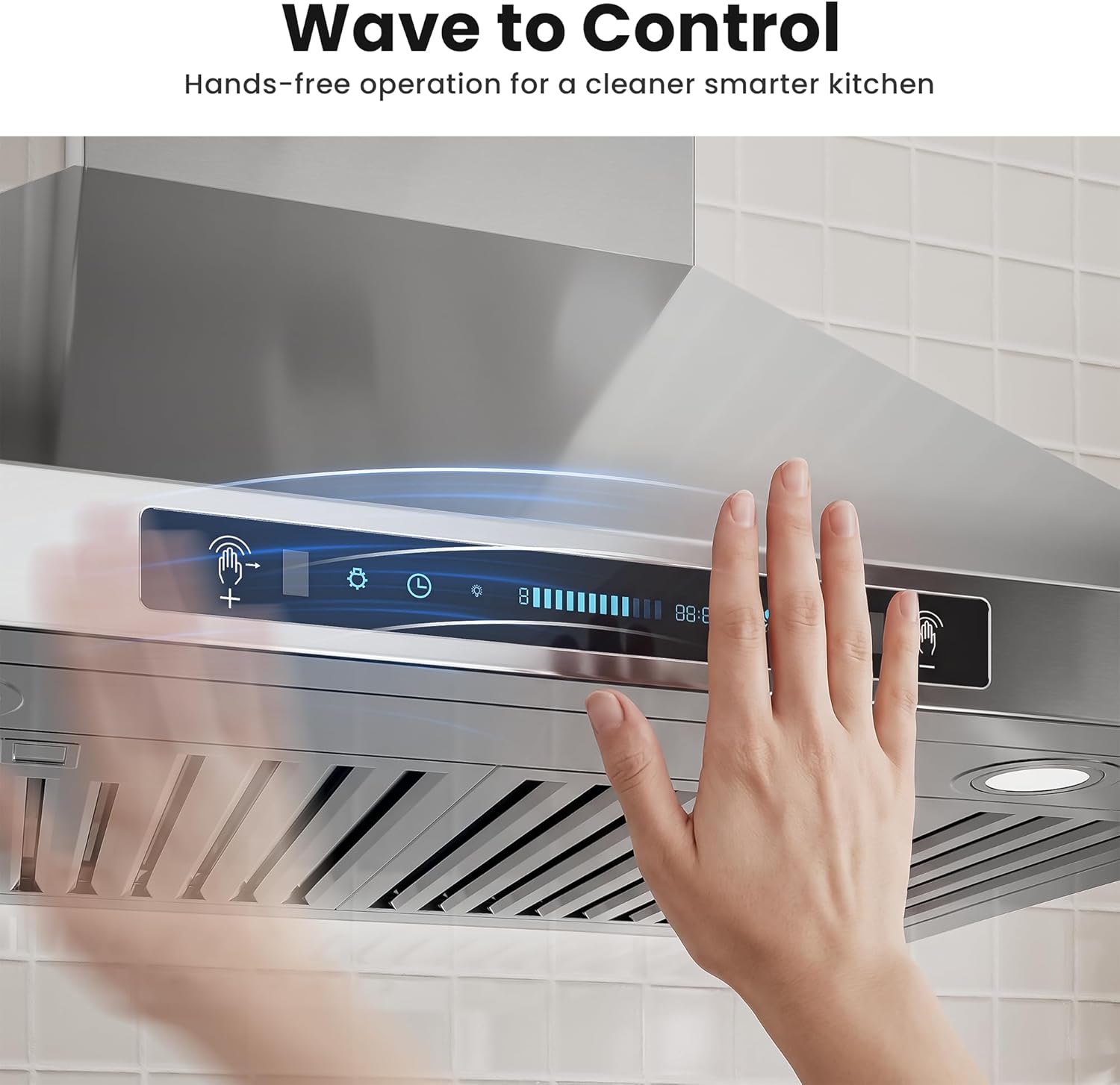 IKTCH 30-inch Wall Mount Range Hood 900 CFM Ducted/Ductless Convertible, Kitchen Chimney Vent Stainless Steel