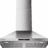 VIKIO HOME Wall Mount Range Hood 30 inch, 580 CFM, Ducted/Ductless Convertible, Stainless Steel Kitchen Vent Hood with 3-Speed Fan and LED Lights