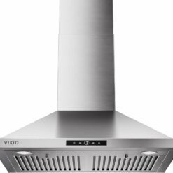 VIKIO HOME Wall Mount Range Hood 30 inch, 580 CFM, Ducted/Ductless Convertible, Stainless Steel Kitchen Vent Hood with 3-Speed Fan and LED Lights