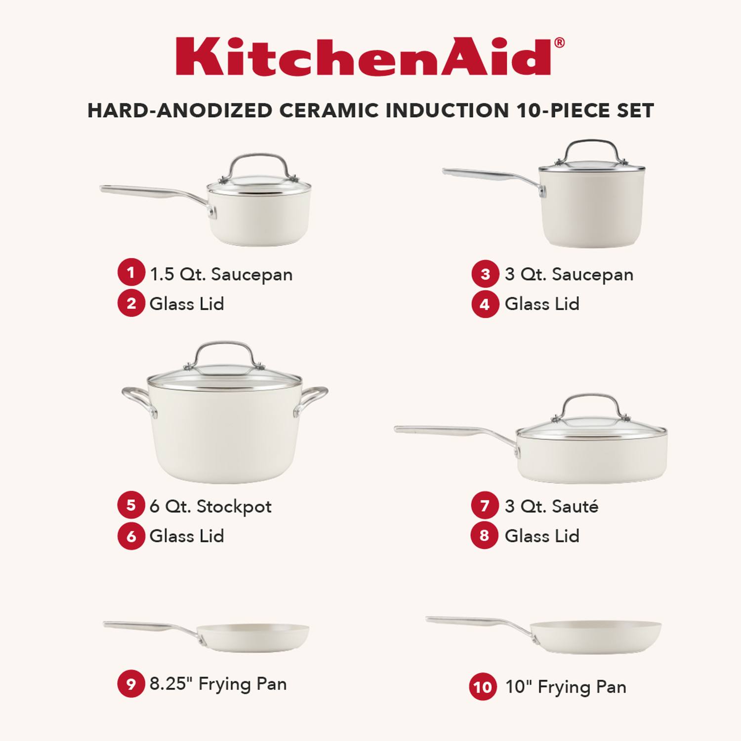 KitchenAid 10-pc. Hard-Anodized Ceramic Induction Cookware Set - Blue