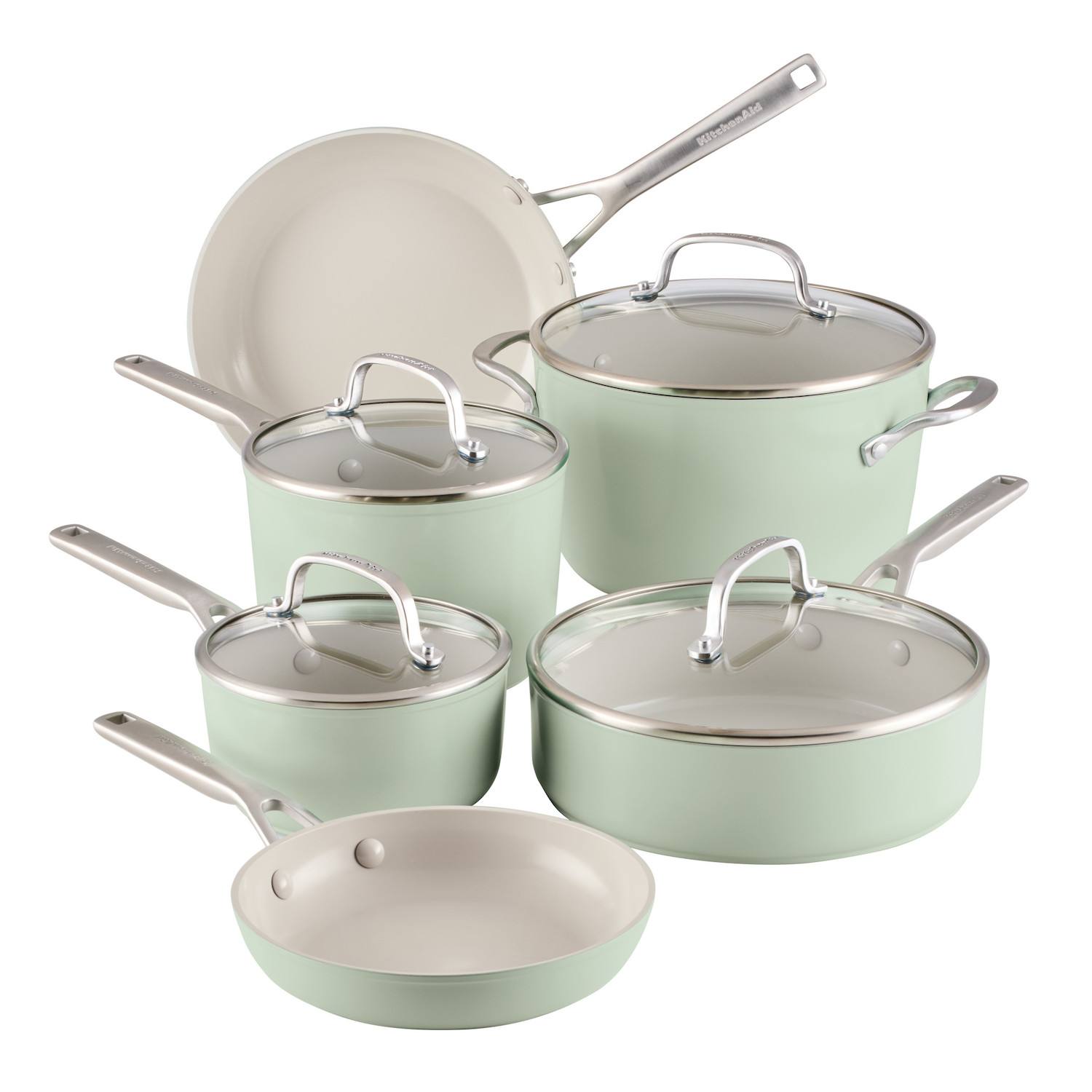 KitchenAid 10-pc. Hard-Anodized Ceramic Induction Cookware Set - Pistachio