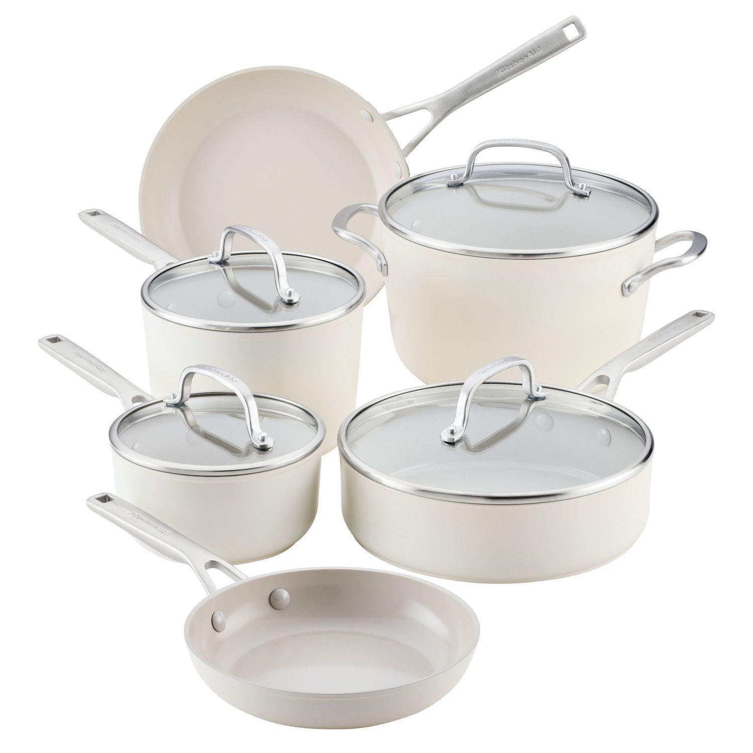 KitchenAid 10-pc. Hard-Anodized Ceramic Induction Cookware Set - White