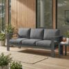 Wisteria Lane Metal Patio Furniture Sofa, All-Weather Outdoor Couch with Upgraded Cushions, Weather-Resistant Heavy Duty Modern Outdoor 3 Seats Sofa for Garden, Balcony, Deck, Backyard, Dark Grey