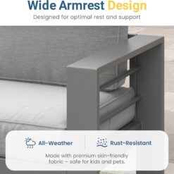 Wisteria Lane Metal Patio Furniture Sofa, All-Weather Outdoor Couch with Upgraded Cushions, Weather-Resistant Heavy Duty Modern Outdoor 3 Seats Sofa for Garden, Balcony, Deck, Backyard, Dark Grey