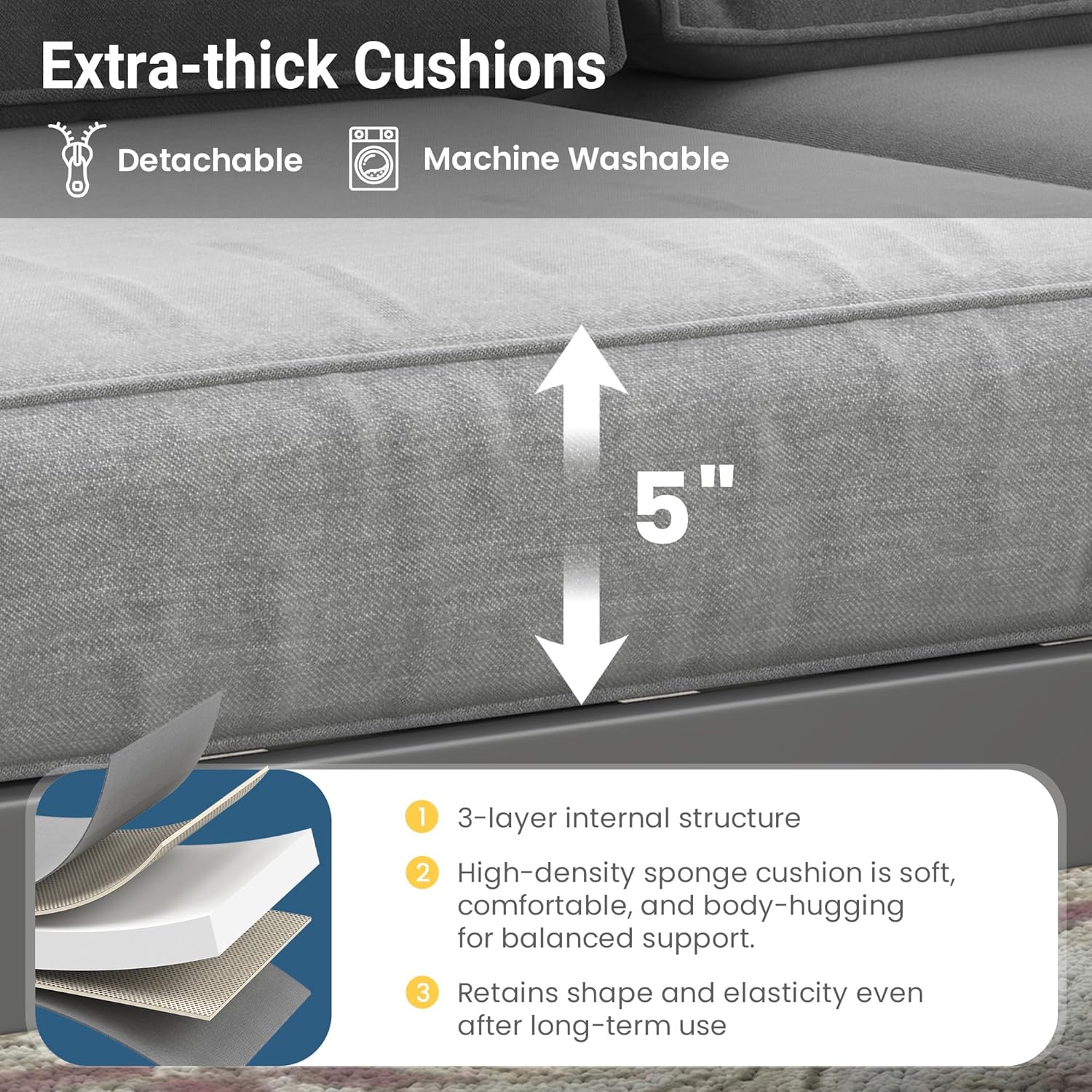 Wisteria Lane Metal Patio Furniture Sofa, All-Weather Outdoor Couch with Upgraded Cushions, Weather-Resistant Heavy Duty Modern Outdoor 3 Seats Sofa for Garden, Balcony, Deck, Backyard, Dark Grey