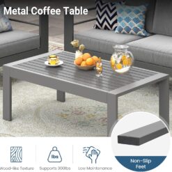 Wisteria Lane Metal Patio Furniture Sofa, All-Weather Outdoor Couch with Upgraded Cushions, Weather-Resistant Heavy Duty Modern Outdoor 3 Seats Sofa for Garden, Balcony, Deck, Backyard, Dark Grey