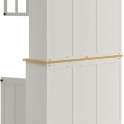 Homestyles Buffet of Buffets Off-White Server with Hutch and Natural Wood Top