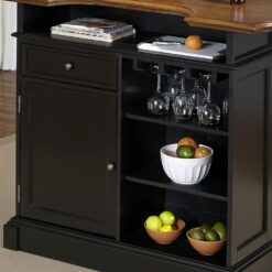 Homestyles Americana Black Bar with Wood Top