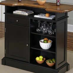 Homestyles Americana Black Bar with Wood Top