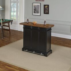 Homestyles Americana Black Bar with Wood Top