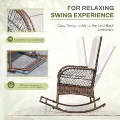 Greesum 3 Piece Outdoor Wicker Rocking Chairs Patio Furniture Set with Glass Coffee Table for Garden Backyard Porch Poolside, Beige