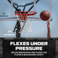 Silverback Deluxe Breakaway Rim with Nylon Net Compatible with Silverback NXT and Goaliath GoTek In-Ground and Wall-Mounted Basketball Hoops