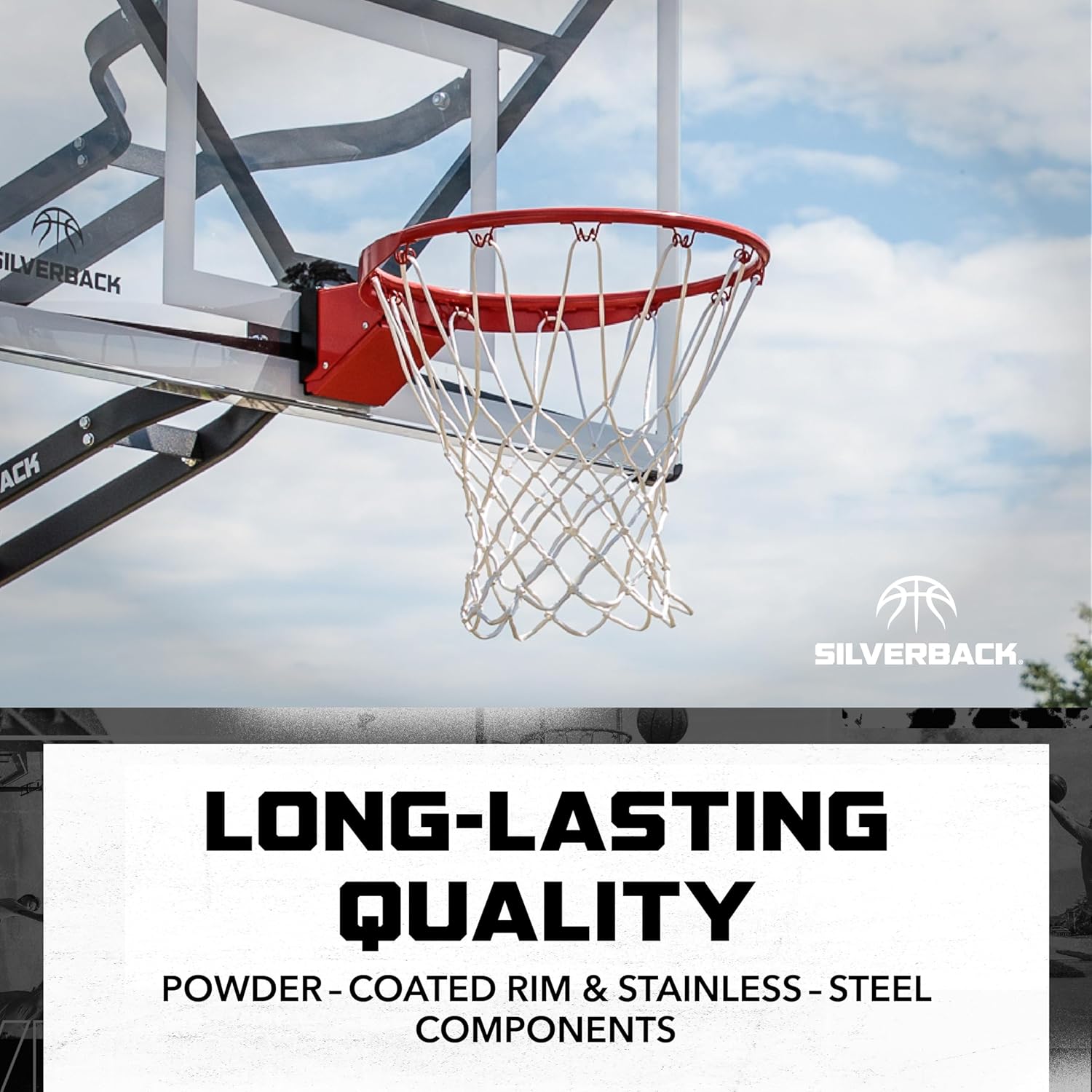 Silverback Deluxe Breakaway Rim with Nylon Net Compatible with Silverback NXT and Goaliath GoTek In-Ground and Wall-Mounted Basketball Hoops