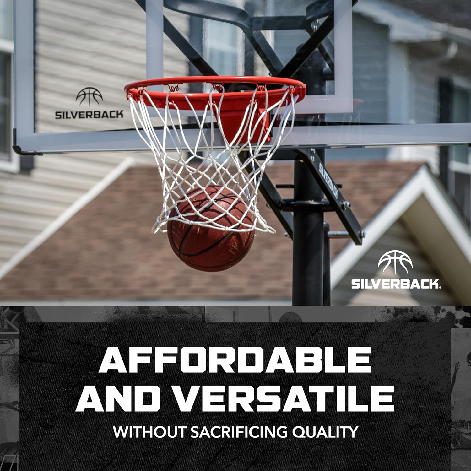 Silverback Deluxe Breakaway Rim with Nylon Net Compatible with Silverback NXT and Goaliath GoTek In-Ground and Wall-Mounted Basketball Hoops
