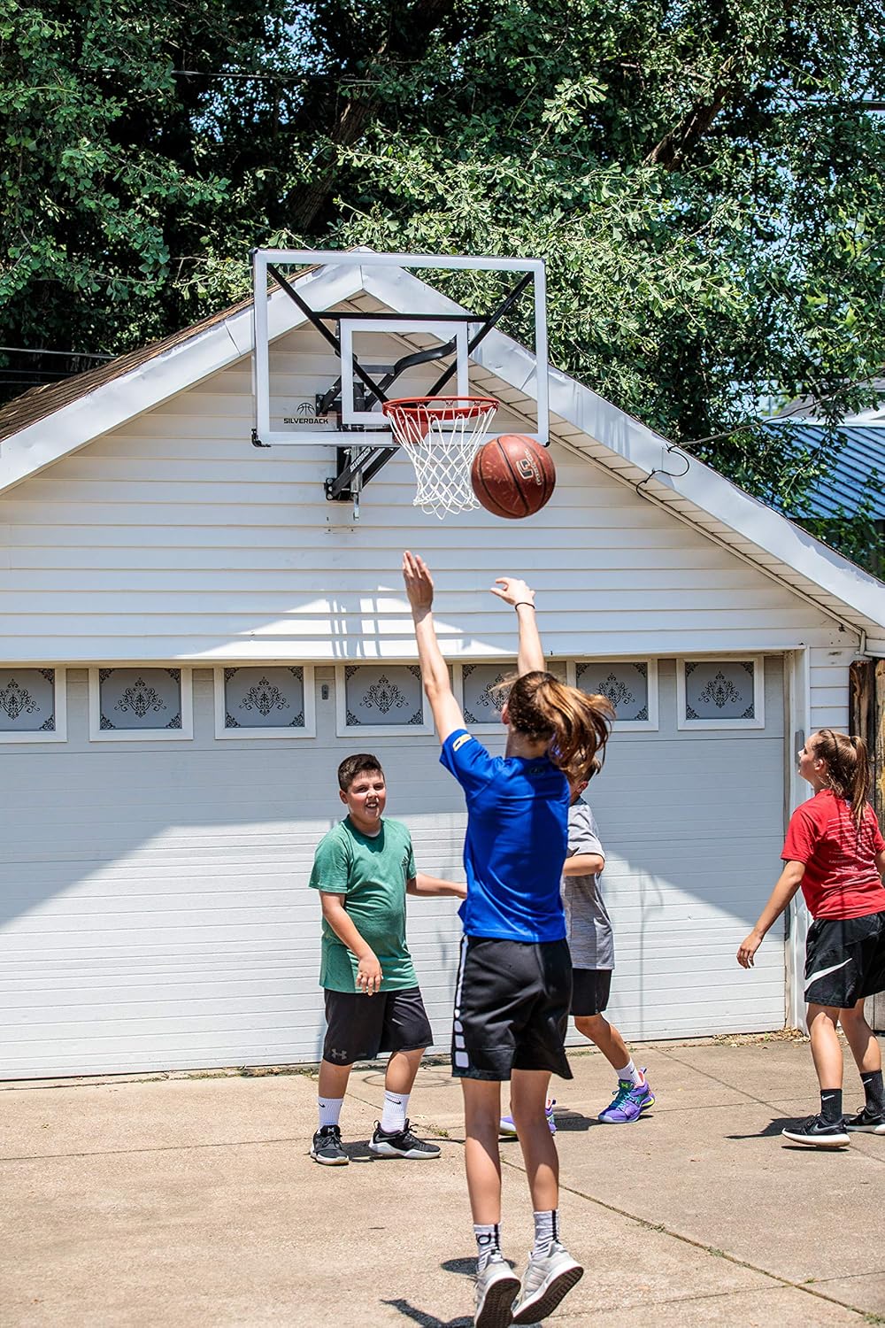 Silverback NXT 54" Wall Mounted Basketball Hoop, Indoor / Outdoor Basketball Hoop with QuickPlay Design