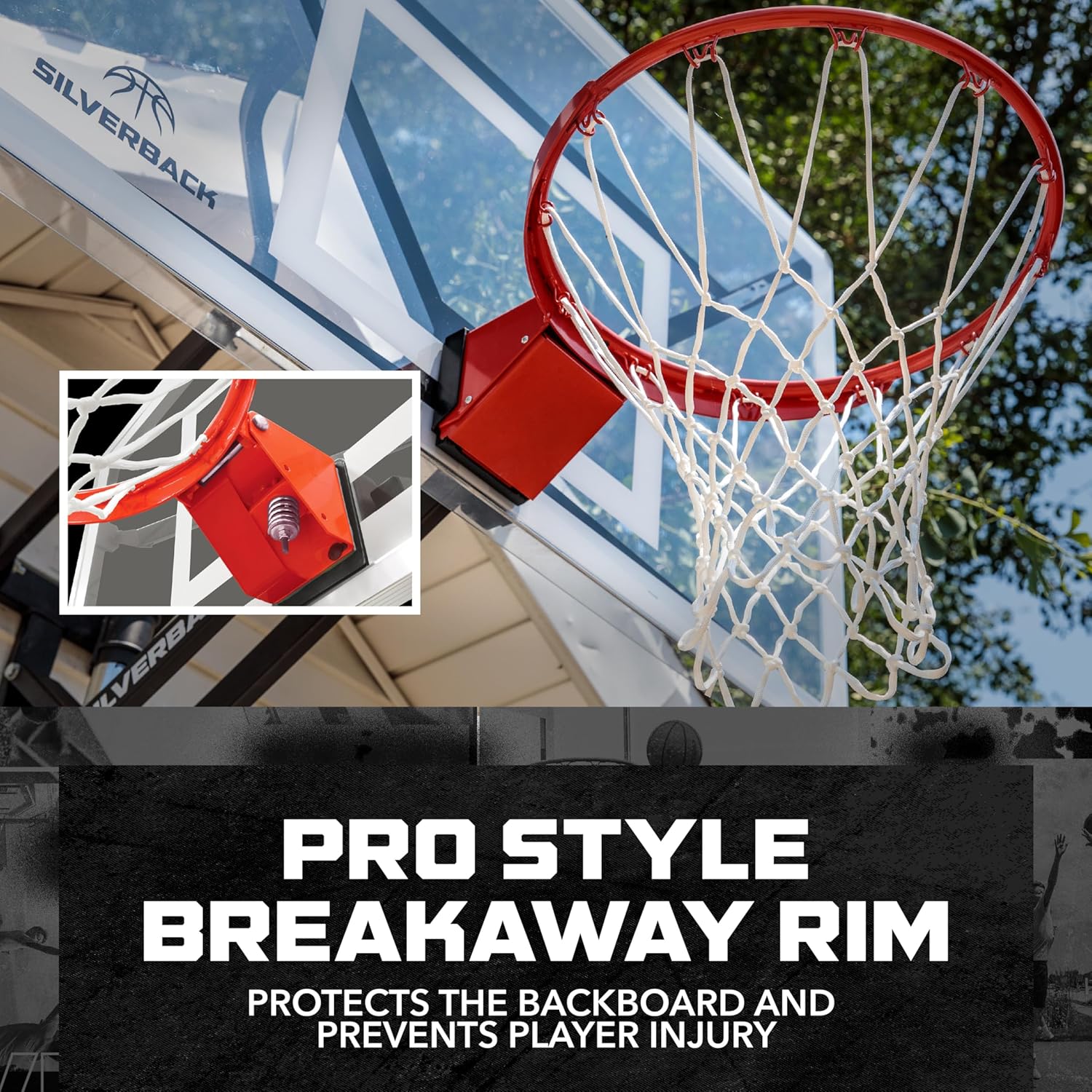 Silverback NXT 54" Wall Mounted Basketball Hoop, Indoor / Outdoor Basketball Hoop with QuickPlay Design