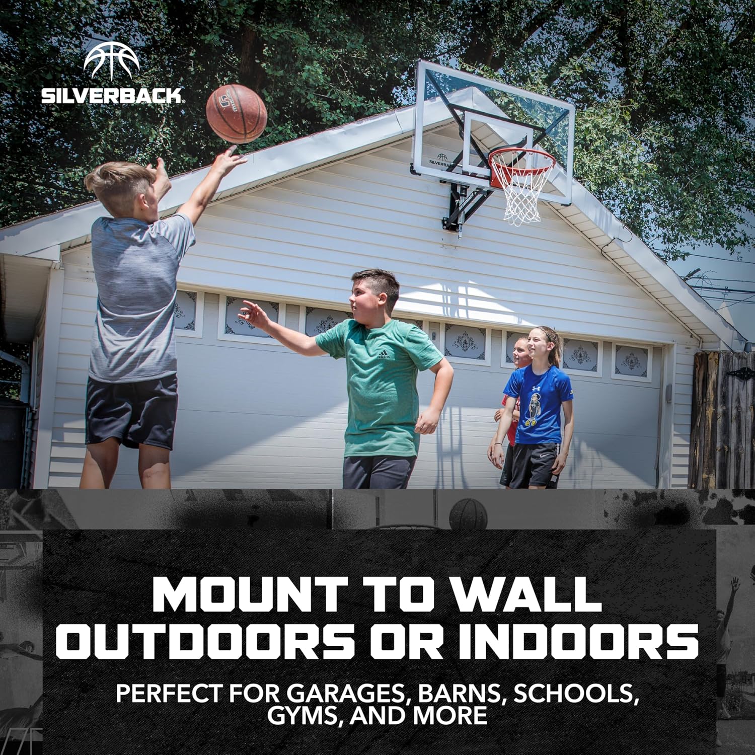 Silverback NXT 54" Wall Mounted Basketball Hoop, Indoor / Outdoor Basketball Hoop with QuickPlay Design