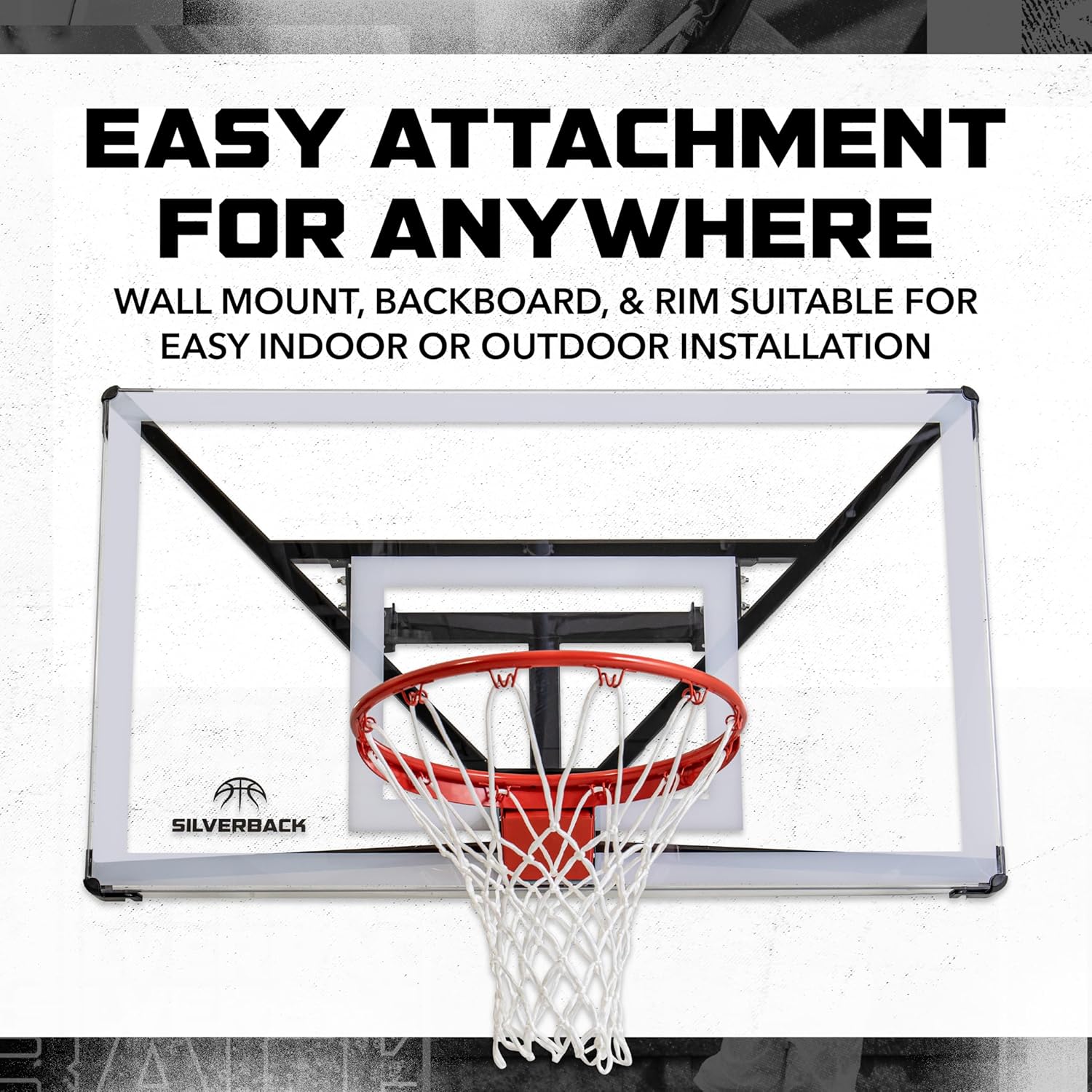 Silverback NXT 54" Wall Mounted Basketball Hoop, Indoor / Outdoor Basketball Hoop with QuickPlay Design