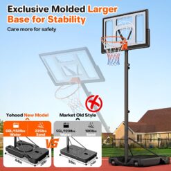 Yohood Basketball Hoop Outdoor 10ft Adjustable, Portable Basketball Hoop Goal System