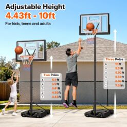 Yohood Basketball Hoop Outdoor 10ft Adjustable, Portable Basketball Hoop Goal System
